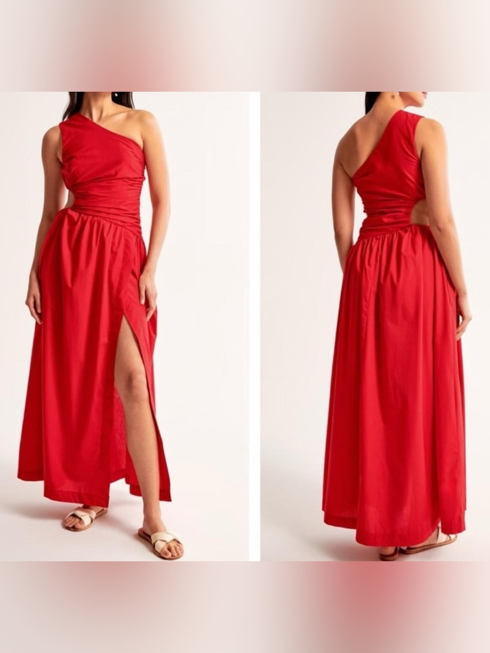Abercrombie & Fitch Red One-Shoulder Evening Gown
